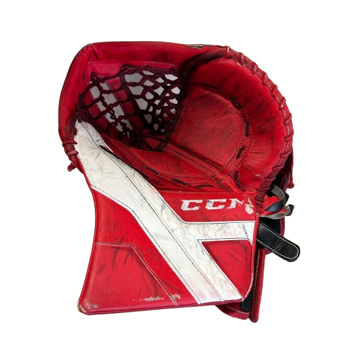 CCM Axis - Gant de gardien de but Pro Stock d'occasion (rouge/blanc)